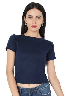 blue Cotton stitched plain  Blouse 1
