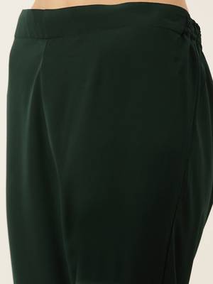 Women Green Yoke Design Regular Sequinned American Crape Kurta with Pant 4