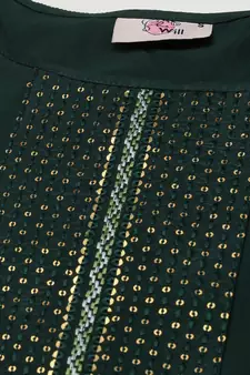 Women Green Yoke Design Regular Sequinned American Crape Kurta with Pant