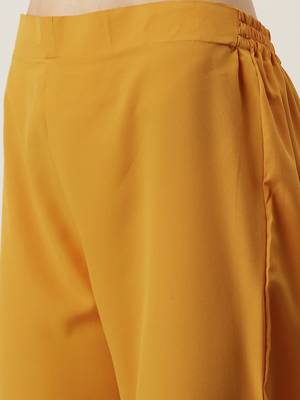 Women Yellow Yoke Design Regular Sequinned American Crape Kurta with Pant 5
