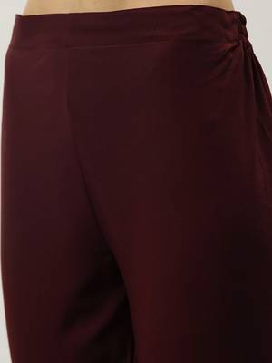 Women Maroon Yoke Design Regular Sequinned American Crape Kurta with Pant 5