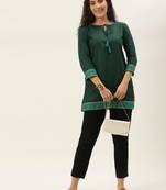 Women Green Cotton Blend Fit & Flare Top