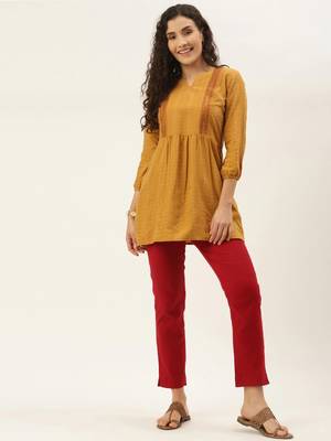 Women Beige Cotton Blend Fit & Flare Top 1