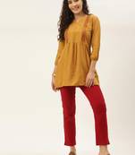 Women Beige Cotton Blend Fit & Flare Top