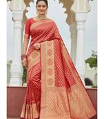 Red Party Wear Designer Karwa Chauth Saree with blouse