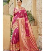 Rani Pink Party Wear Designer Karwa Chauth Saree with blouse