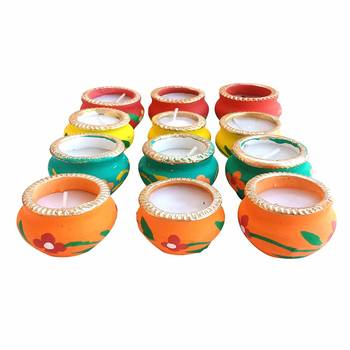 BK Creation Diya Set for Any Kind of Festival-Diwali | Matkii Shaped | Home Decoration | Multicolour (Set of 12 Pcs.) 2