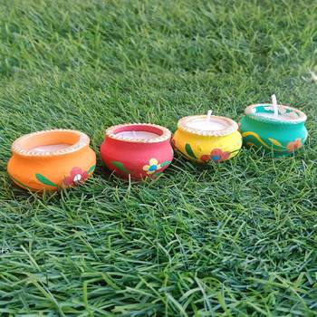 BK Creation Diya Set for Any Kind of Festival-Diwali | Matkii Shaped | Home Decoration | Multicolour (Set of 12 Pcs.) 3