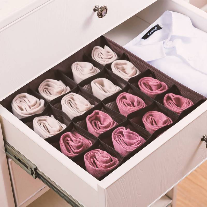 NFI essentials Foldable Cloth Standard Storage Box 16 slots Cube Basket Bins