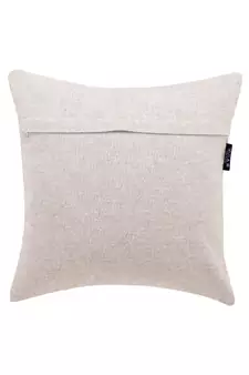 Beige and Multi Cotton Chambray Floral Embroidered Cushion Cover