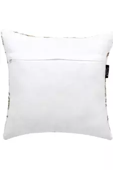 Mezposh Dazzle White and Gold Faux Silk Embellished Hand Embroidery Floral Cushion Cover