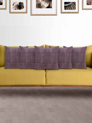 Mezposh Artsy Brown and Pink Cotton Block Print Striped Cushion Cover  Set of 5 1