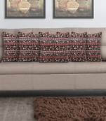 Mezposh Artsy Black and Maroon Cotton Block Print Kalamkari Cushion Cover  Set of 5