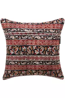 Mezposh Artsy Black and Maroon Cotton Block Print Kalamkari Cushion Cover  Set of 5