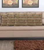 Mezposh Artsy Mustard and Multi Cotton Block Print Paisley Cushion Cover  Set of 5