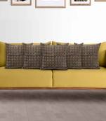 Mezposh Artsy Mehndi Green and Multi Cotton Block Print Floral Cushion Cover  Set of 5