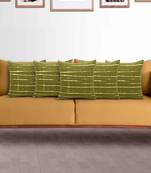 Mezposh Artsy Green Cotton Block Print TieDye Texture Cushion Cover  Set of 5