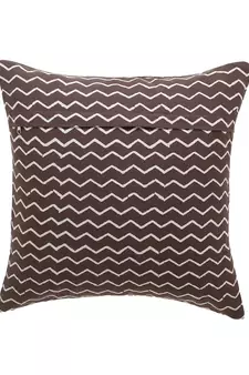 Mezposh Artsy Brown and White Cotton Block Print ZigZag Cushion Cover  Set of 5
