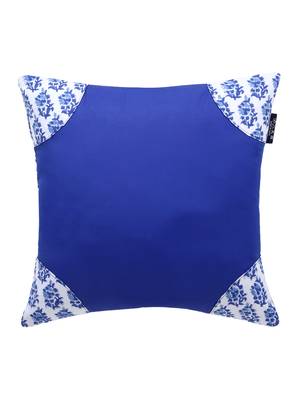 Mezposh Artsy Blue and White Cotton Block Print Traditional Floral Cushion Cover  Set of 5 2