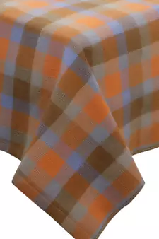 Mezposh Maverick Orange & Grey Cotton Checkered 6Seater Rectangular Table Cover (220x150 cm)