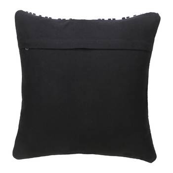 Mezposh Droplet White & Black Cotton Canvas  Striped Cushion Cover with Tassels (16x16in) 2