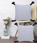 Mezposh Deviant White & Black Polycotton Chevron Cushion Cover with Tassels (16x16in) (Set of 2)