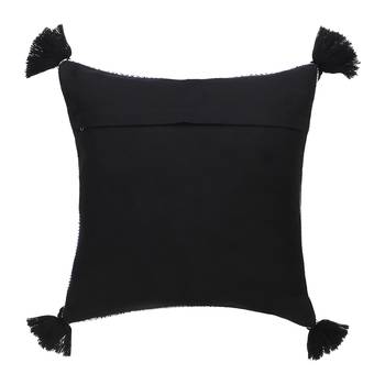 Mezposh Deviant White & Black Polycotton Chevron Cushion Cover with Tassels (16x16in) (Set of 2) 2