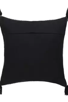 Mezposh Deviant White & Black Polycotton Chevron Cushion Cover with Tassels (16x16in) (Set of 2)