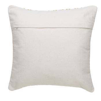Mezposh Droplet White & Mustard Cotton Canvas  Striped Cushion Cover with Tassels (16x16in) (Set of 2) 2