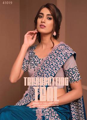 Blue Embroidered Georgette Saree With Blouse 2