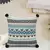 Dazzle Collection by Mezposh : Blue & Multi Acrylic Lurex Jacquard Ethnic Motifs Cushion Cover with Pompoms (16x16in)