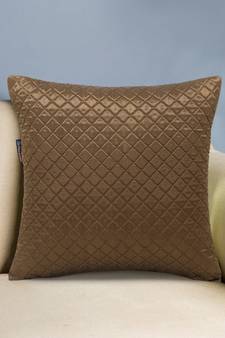 Rasta Collection by Mezposh : Mehandi Green Satin Harlequin Quilted Cushion Cover (16x16in)