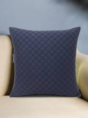 Rasta Collection by Mezposh : Matte Black Polyester Harlequin Quilted Cushion Cover (12x12in) 1
