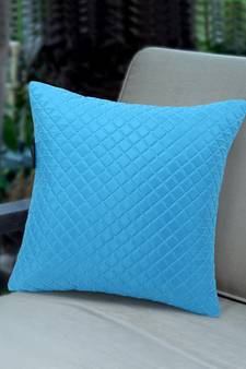 Rasta Collection by Mezposh : Cyan Polyester Harlequin Quilted Cushion Cover (16x16in)