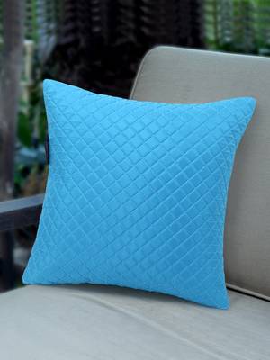 Rasta Collection by Mezposh : Cyan Polyester Harlequin Quilted Cushion Cover (12x12in) 1