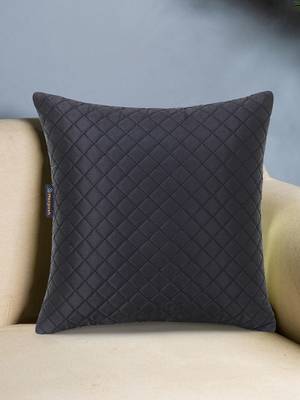 Rasta Collection by Mezposh : Black Satin Harlequin Quilted Cushion Cover (16x16in) 1