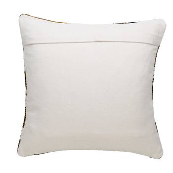 Stave Collection by Mezposh : Natural & Mustard Cotton Jacquard Cushion Cover with Striped Pattern (18x18in) 2