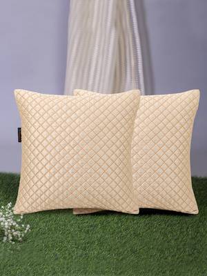 Rasta Collection by Mezposh : Cream Satin Harlequin Quilted Cushion Cover (16x16in) Set of 2 1