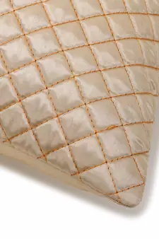 Rasta Collection by Mezposh : Cream Satin Harlequin Quilted Cushion Cover (16x16in) Set of 2