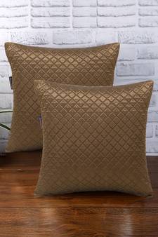 Rasta Collection by Mezposh : Mehandi Green Satin Harlequin Quilted Cushion Cover (16x16in) Set of 2