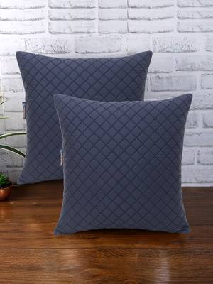 Rasta Collection by Mezposh : Matte Black Polyester Harlequin Quilted Cushion Cover (12x12in) Set of 2 1