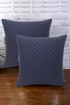 Rasta Collection by Mezposh : Matte Black Polyester Harlequin Quilted Cushion Cover (12x12in) Set of 2