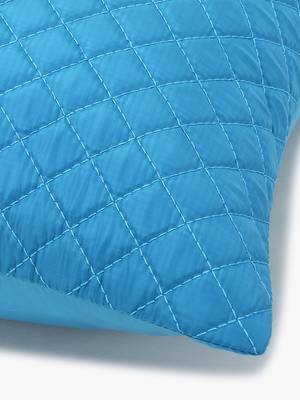 Rasta Collection by Mezposh : Cyan Polyester Harlequin Quilted Cushion Cover (16x16in) Set of 2 3