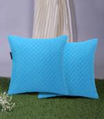 Rasta Collection by Mezposh : Cyan Polyester Harlequin Quilted Cushion Cover (14x14in) Set of 2