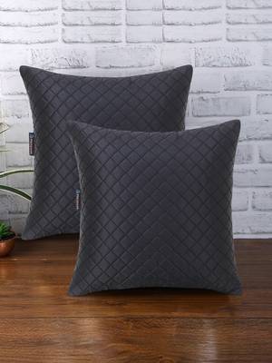 Rasta Collection by Mezposh : Black Satin Harlequin Quilted Cushion Cover (16x16in)Set of 2 1