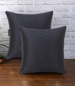 Rasta Collection by Mezposh : Black Satin Harlequin Quilted Cushion Cover (16x16in)Set of 2