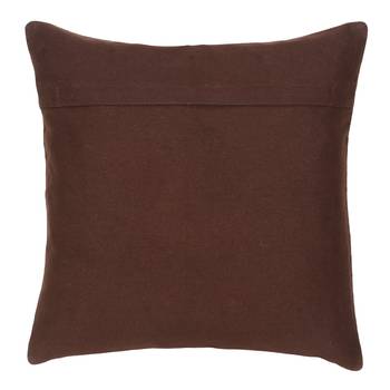 Mezposh Droplet Brown Cotton Velvet Solid Self Design Tasselled Cushion Cover (16"X16") 2