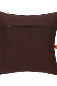 Mezposh Motley Brown & Rust Cotton Velvet Self Design Tasselled Cushion Cover (16"x16")
