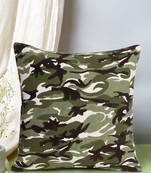 Mezposh Nomad Green & Multi Cotton Canvas Camouflage Print Cushion Cover (16"x16")