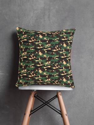 Mezposh Nomad Multi Cotton Canvas Camouflage Print Cushion Cover (16"x16") 1